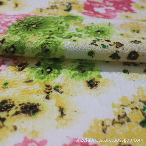 Indonesia 100 RAYON printed CRINKLE gauze print fabric